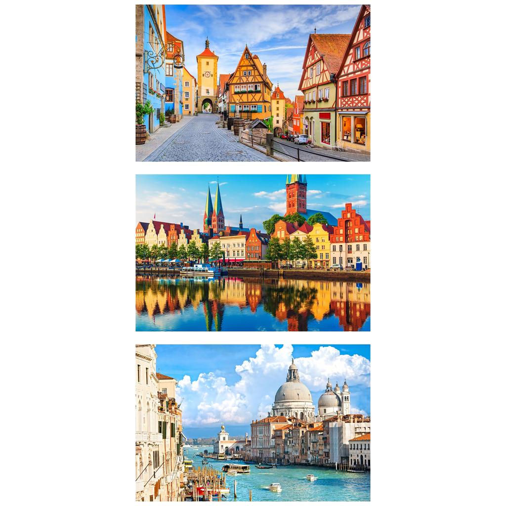 MISITU Micro Piece Jigsaw Puzzle, 150 Pieces, Puzzle with Postcard, Landscape, Buildings, Town, Gift, Birthday, Christmas, Stylish Interior,