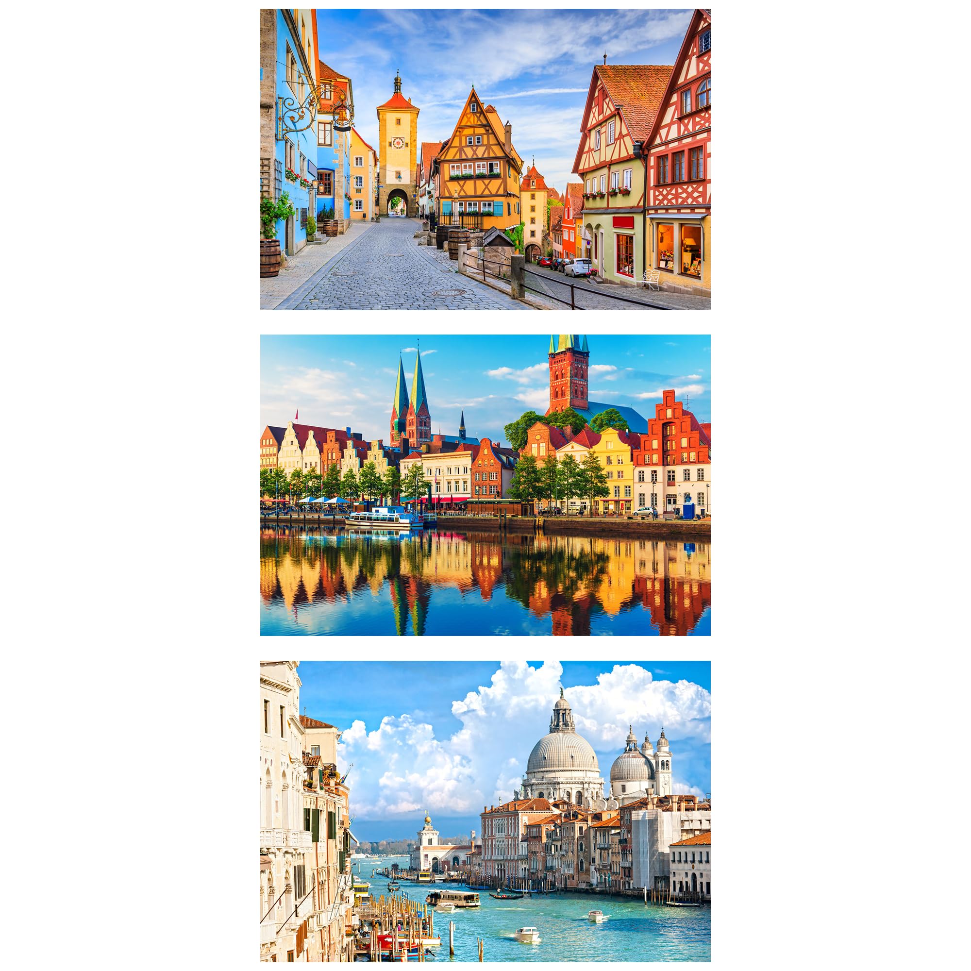 

MISITU Micro Piece Jigsaw Puzzle, 150 Pieces, Puzzle with Postcard, Landscape, Buildings, Town, Gift, Birthday, Christmas, Stylish Interior,