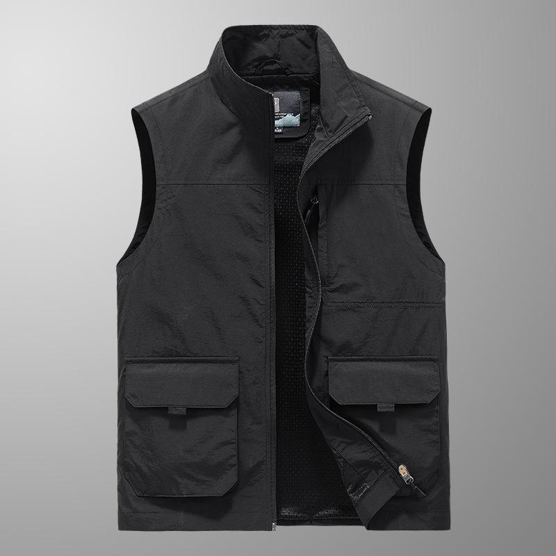 Outdoor Vest Men's Spring and Autumn Thin Fishing Horse Clip Photography Jacket Loose Casual Large Size Multi-pocket Shoulder