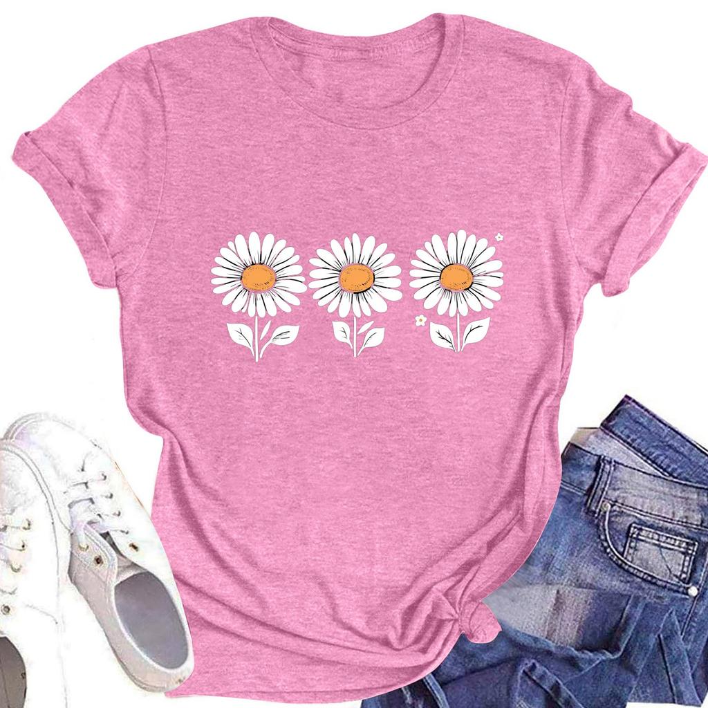 Bedrucktes Kurzarm-T-Shirt mit Rundhalsausschnitt für Damen