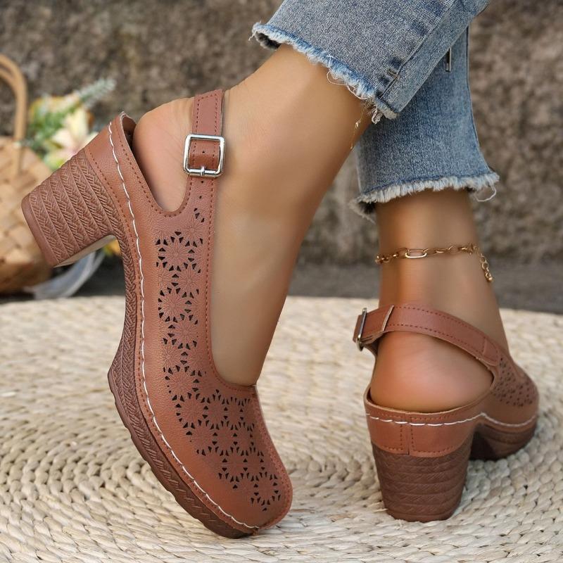 Plus Size Women Chunky High Heel Sandals