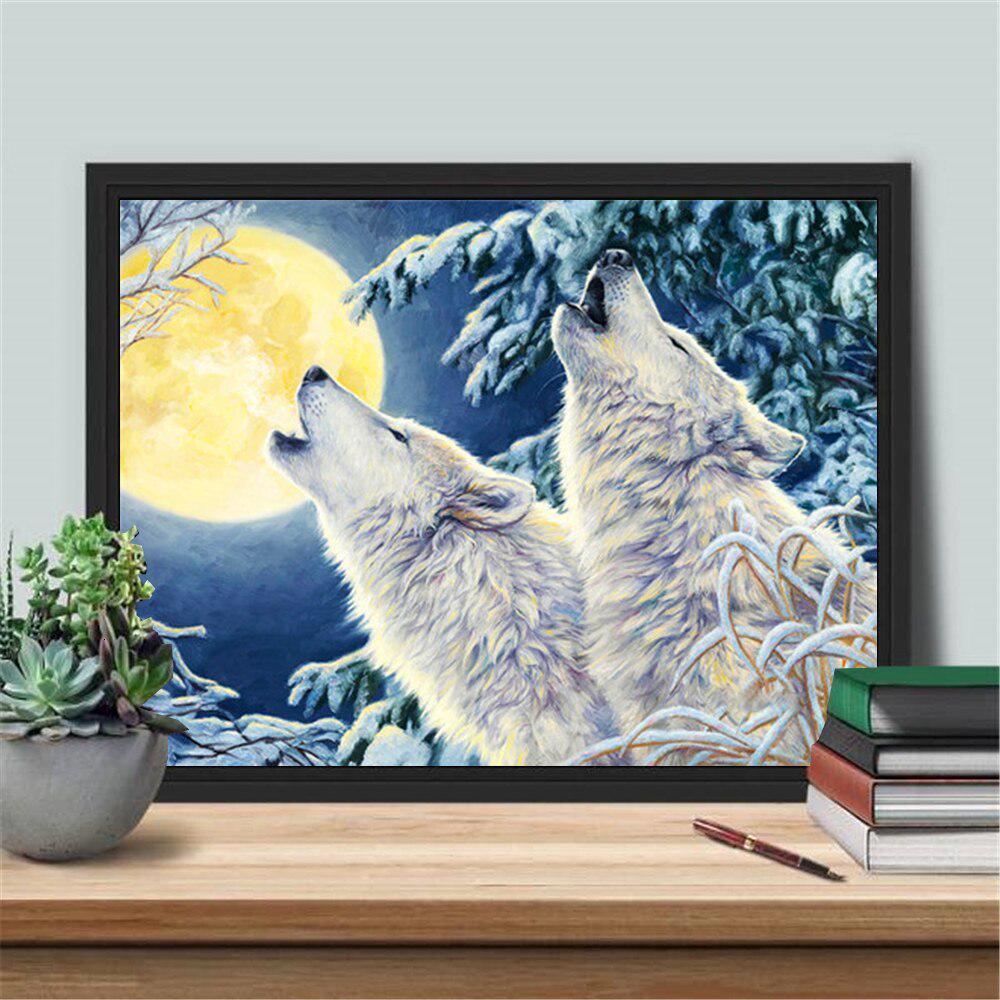 Full Square/Round Diamond Embroidery Wolf Kit Diamond Painting Cross Stitch Winter Mosaic Animal Handmade Gift