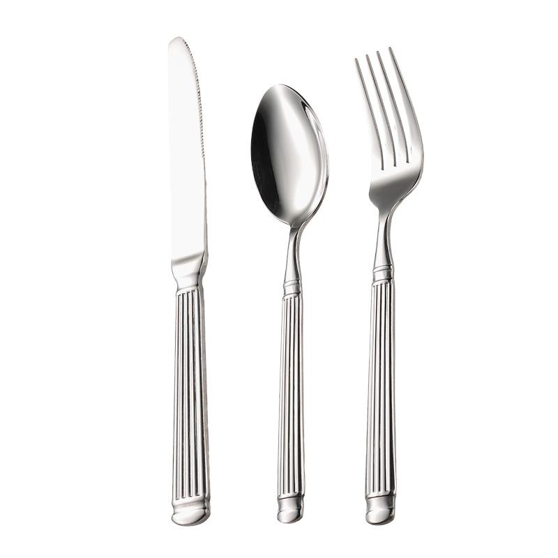 410 stainless steel thin Roman column series Western food knives, forks and spoons set tableware gifts 5 main parts