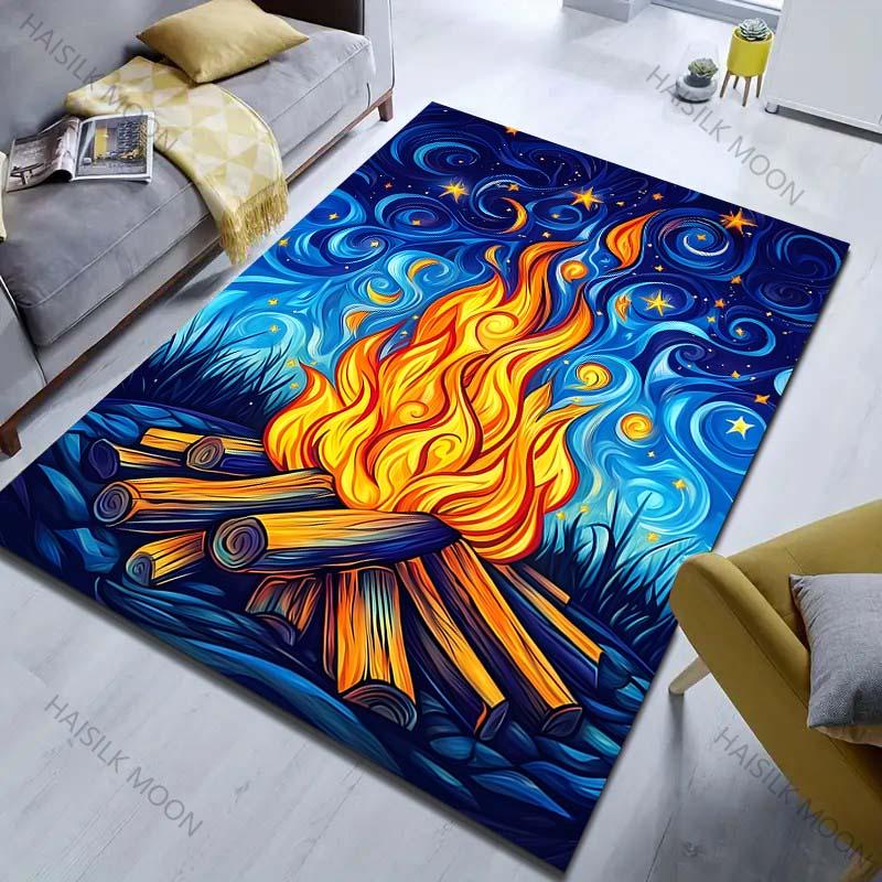 Tapijt met Sterrenhemel en Vreugdevuurprint voor Slaapkamer Woonkamer Bedzijde Bank Vloermat Moderne Huisdecoratie Vloerkleed Luxe Cadeau