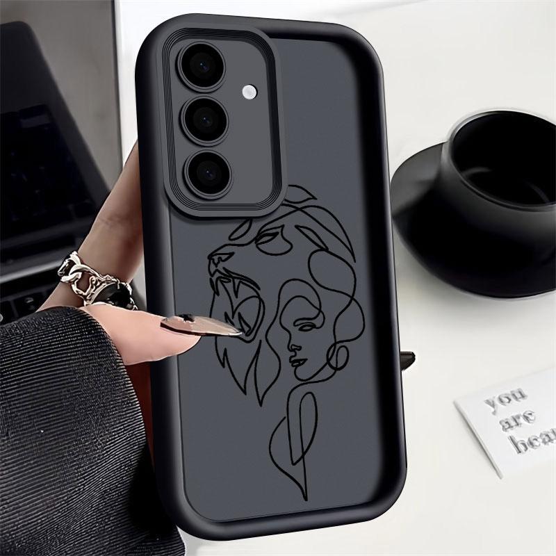 Phone Case For Samsung S26 S25 S24 S23 S21 S20 Ultra Animal Woman Girl Face Line Funda For Galaxy S25 S24 FE S26 Plus Soft Cover