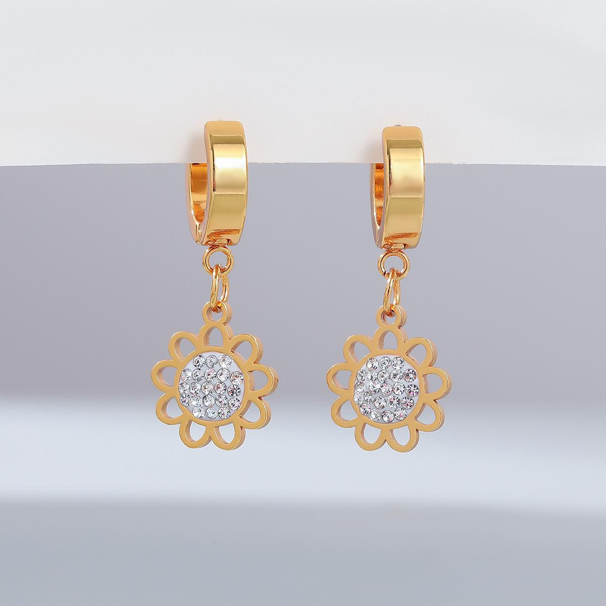 European & American Titanium Steel Star & Moon Earrings - Women s Fashionable High-end Jewelry