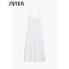 Zaprha 2025 New Arrival Poplin Midi Skirt Minimalist Elegant White Pure Desire Sling Dress Long 3474534