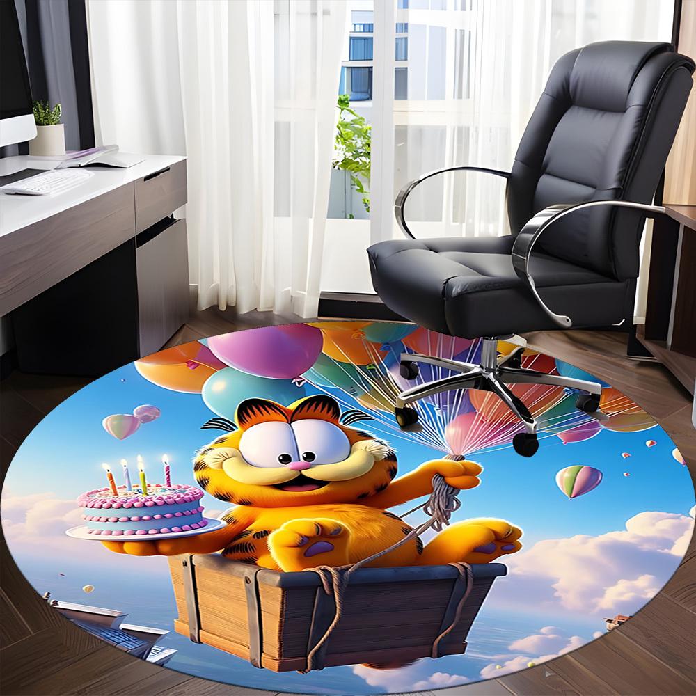 1pc Garfield Balloon Chair Carpet for Office Non Slip, Machine Washable Rug for Office, Room Holiday Decor for Christmas, Birthday Polyester