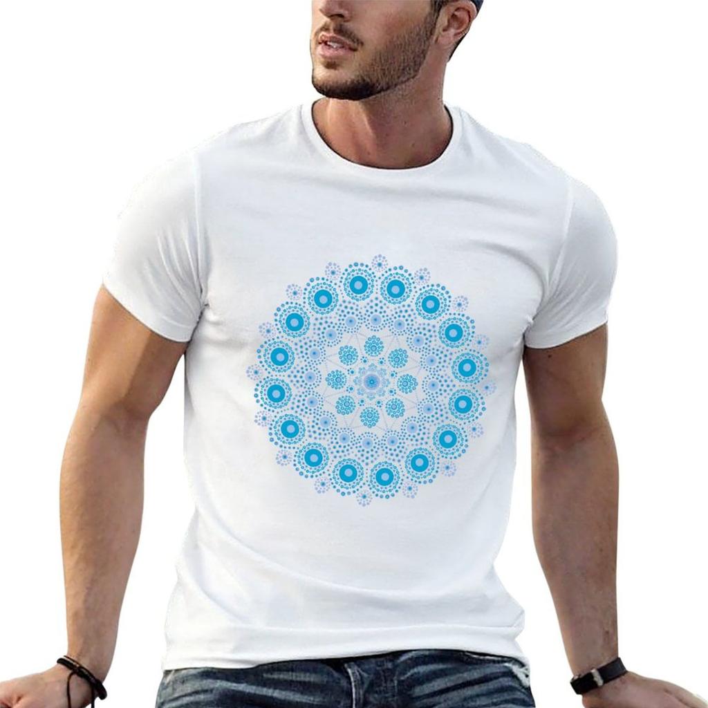 Blue Dot Mandala T-Shirt Summer Casual Tee Shirt