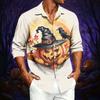 Men's Casual Long-Sleeve Shirt with Halloween Print for Spring ,Summer and Fall