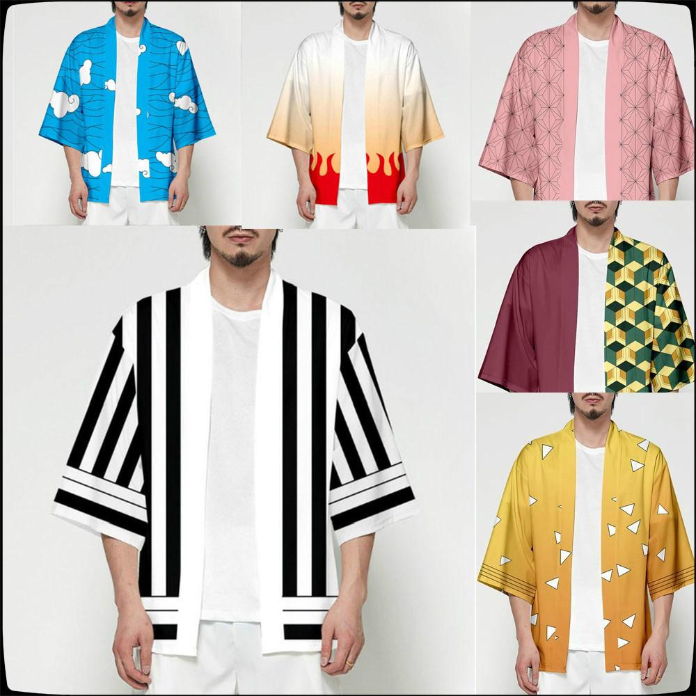 Capa de cosplay Haori Anime Demon Slayer's Blade Kimono Kilamon Tanjirou Nidou con el mismo estilo