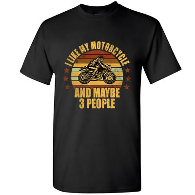 Ich mag mein Motorrad und vielleicht 3 Leute T-Shirts Herren Lässig Locker Kleidung Übergroß Sommer Mode Oberteile Cartoon Herren T-Shirts