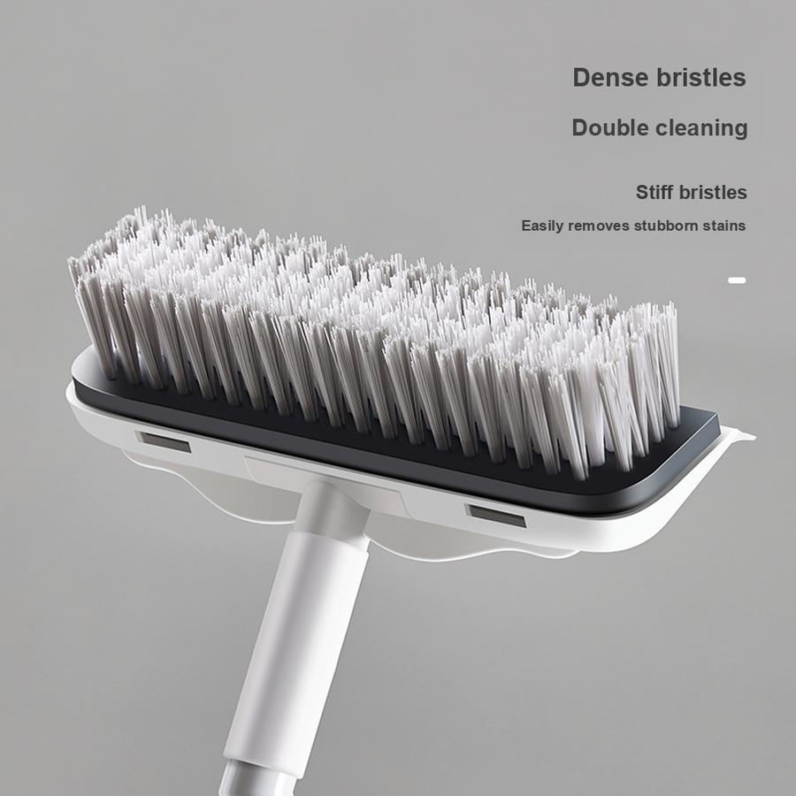 Floor Scraper Scrubber with Brush for Bathrooms - 2 In 1 Multi-Surface Hard Bristle Brush with Long Handle