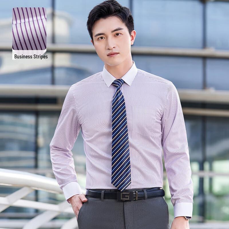 Unisex Striped Long-Sleeve Business Formal Shirt