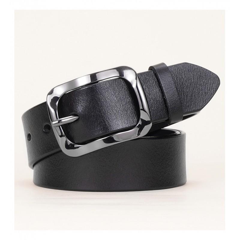 Womens Genuine Leather Belt With Pin Buckle Slim Fit Casual Vintage Waistband Jeans Trousers