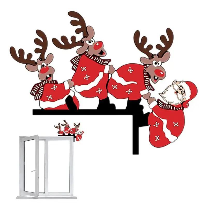 Christmas Door Corner Sign Decoration Santa Claus Deer for Home Party Right Angle