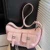 Niche casual soft leather locomotive multi-pocket large-capacity messenger tote bag tide 2025 summer new shoulder bag