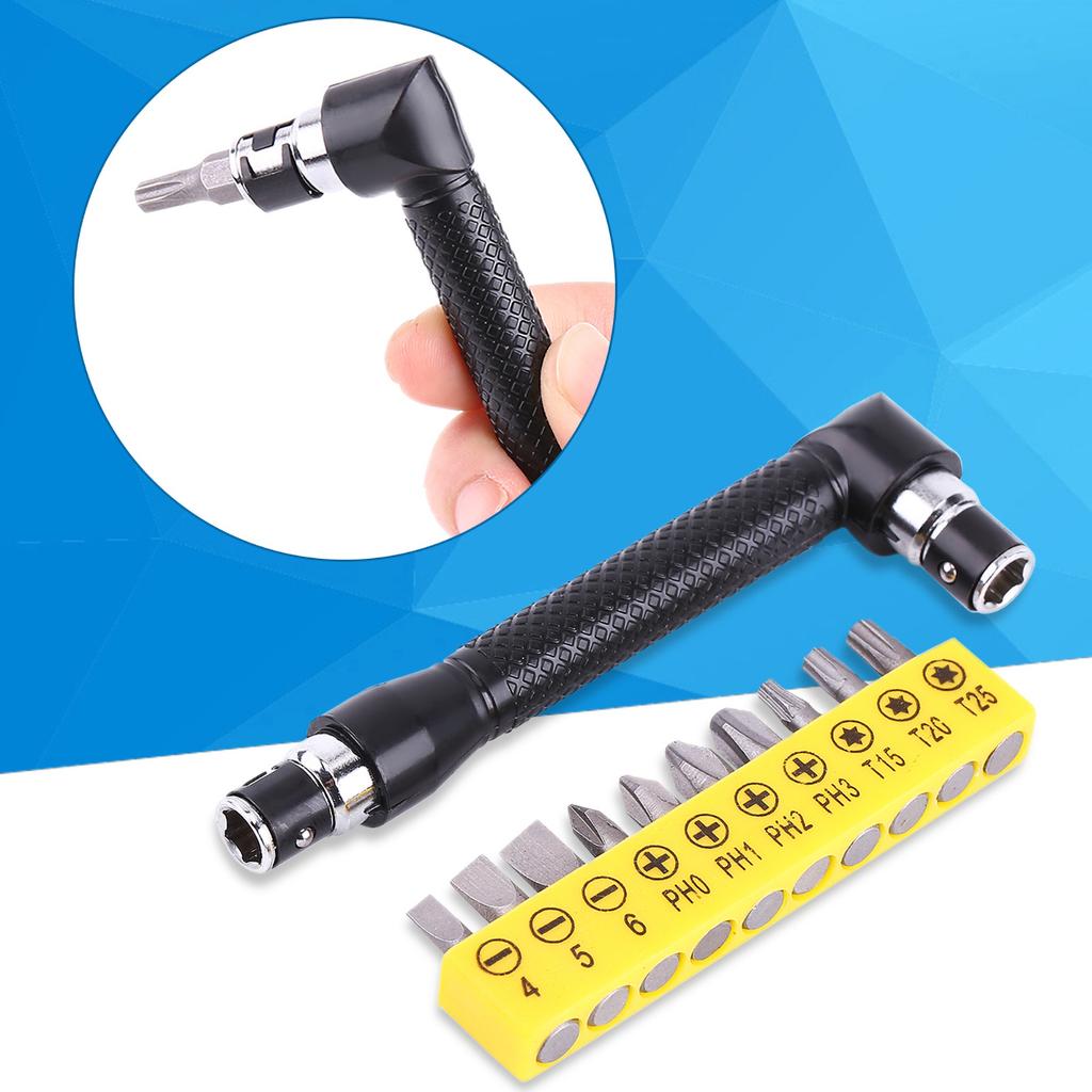 1/4 Wrench Wrench Driver L Shape 1/4 Inch Hex Socket Wrench Double  with Various Screwdriver Bits Hand Tool L Shaped Wrench