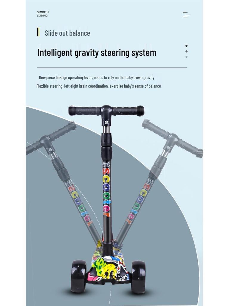 Hulajnoga składana 3 w 1 Little Wen Tong ze światłami dla dzieci w wieku 2-12 lat
