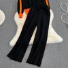 Herbst Winter Kontrast Farbe Gestrickte Pullover Trainingsanzug Volle Hülse Zipper Mantel Jacke und Knöchel-länge Hose Zwei Stück Set
