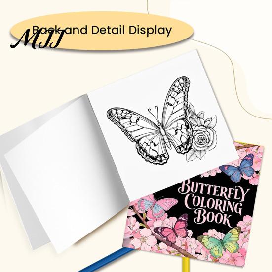 Stationery Gifts for Teens Butterfly Coloring Book Adults And Kids, Compact Size with Artistic Stress Relief Tools Thick Cotton Pulp Paper,