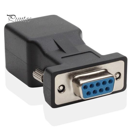 2Pcs 9 Pin Serial Port DB9 RS232 Male Female To RJ45 Cat5e/6 Ethernet Adapter