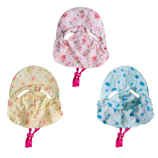 Pet Sun Hat Breathable Floral Print Wide Brim Hat with Ear Holes Adjustable Drawstring Sun UV Protection Small Dogs Cats Decorative Hat