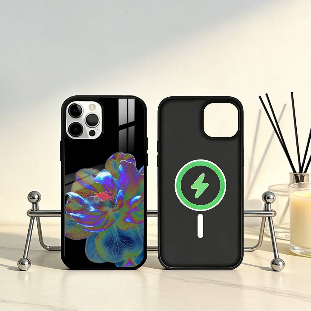 

Neon Glow Flowers Phone Case For iPhone17,16,15,14,13,12,11 Plus,Pro Max Magnetic For Magsafe Wireless Charging iPhone17