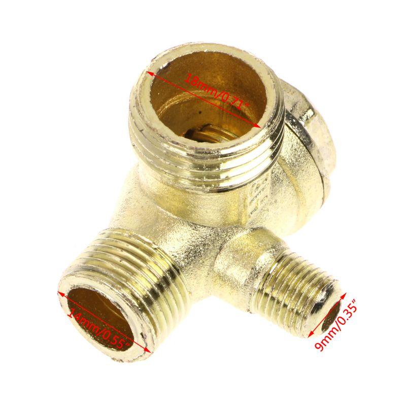 Male Thread 3 Way Metal Air Compressor Check Valve Gold Tone