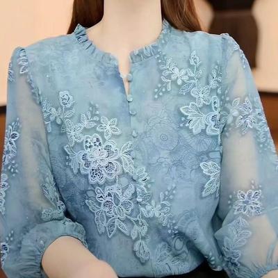 Chemise Longue en Dentelle et Mousseline pour Femme Printemps/Été 2026 - Design Élégant et Amincissant