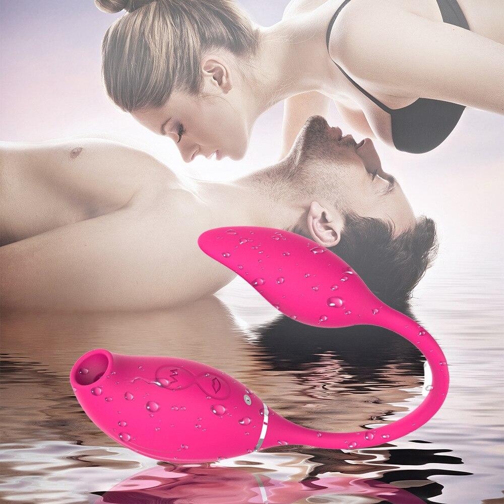 2 In 1 Vibrating Egg with Clitoris Sucking Vibrator G-Spot Clitoris Stimulator Nipples Clit Sucker Lady Sex Toys for Womans