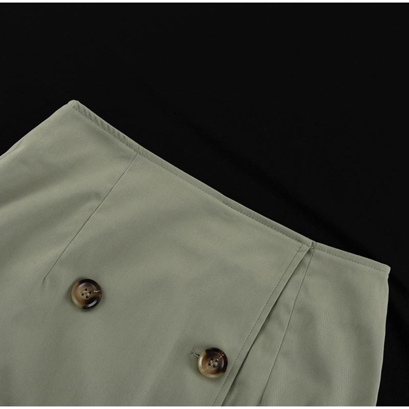 Lapel Trench Short Coat Jacket Wrap Hip Skirt Set Breasted Vintage British Style Women's Workwear Overcoat Short Skirts Sets