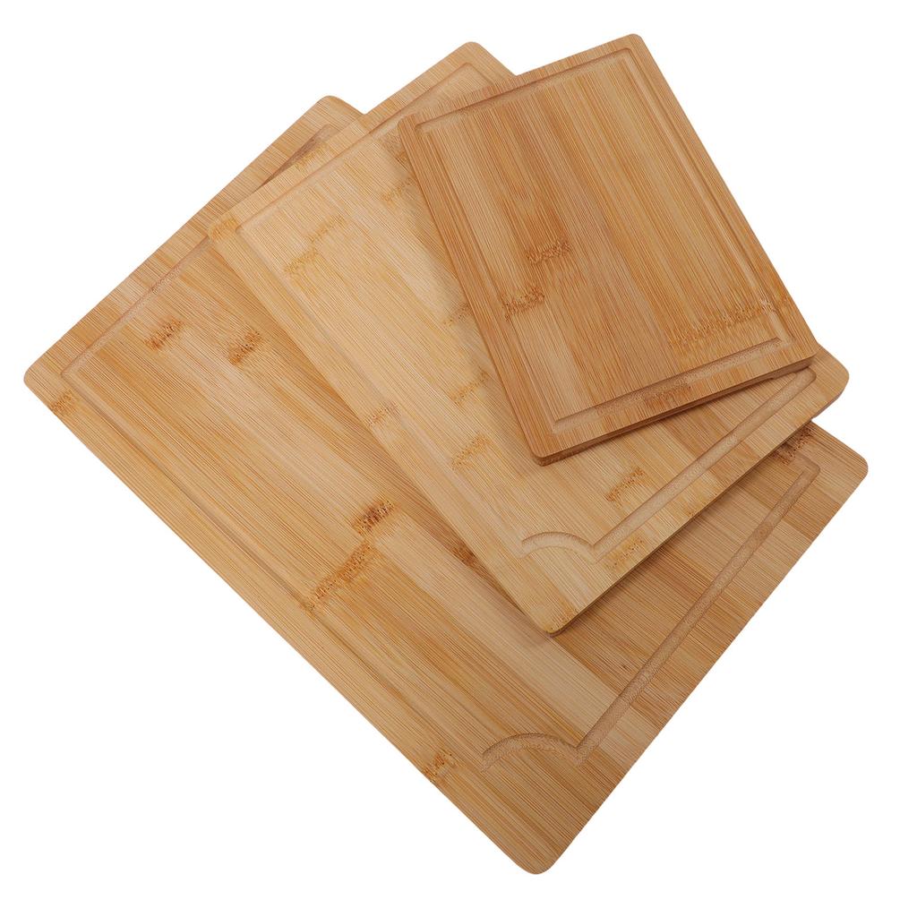 3pcs Chopping Boards Smooth Wood Cutting Boards with Juice Grooves Inner Handles for Kitchen