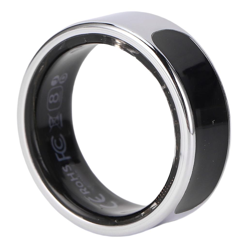 Smart Ring Sports Sleep Monitoring Gesture Control Stainless Steel Health Tracker Ring with Display Screen 8 Diameter: