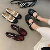 Baotou Mary Jane Shoes Women's Small Leather Shoes 2025 Spring and Autumn Round Head New College Fashion Shallow Mouth Flat-soled Single Shoes