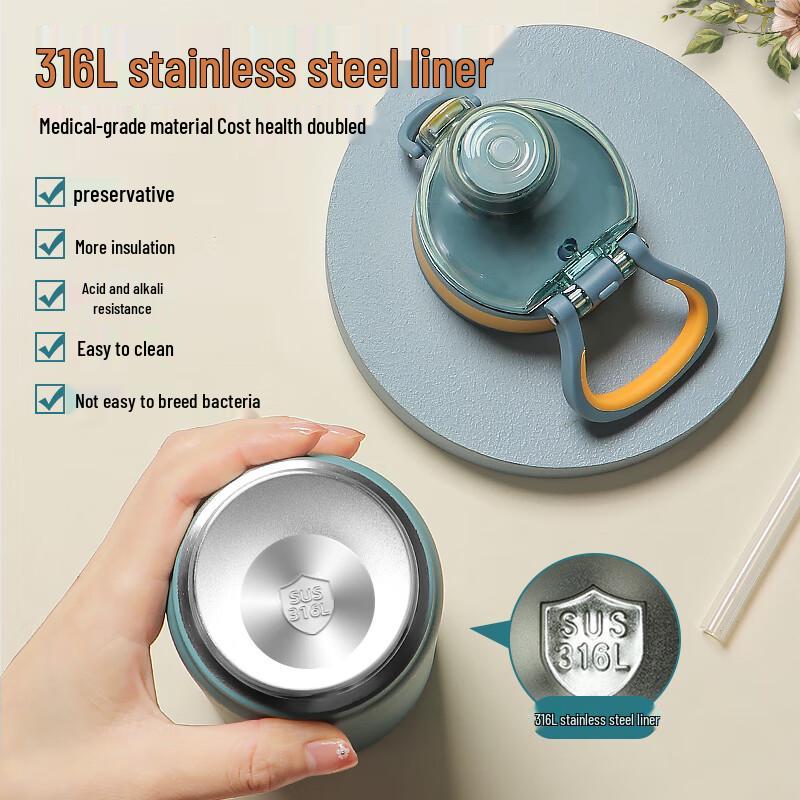 Beiyipin Kids 316L Stainless Steel Insulated Straw Water Bottle