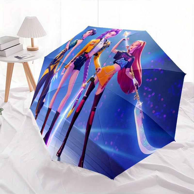Ombrello pieghevole KPop Demon X con apertura e chiusura automatica, struttura a 8 stecche e design compatto da viaggio, perfetto per tutte le occasioni | Elegante