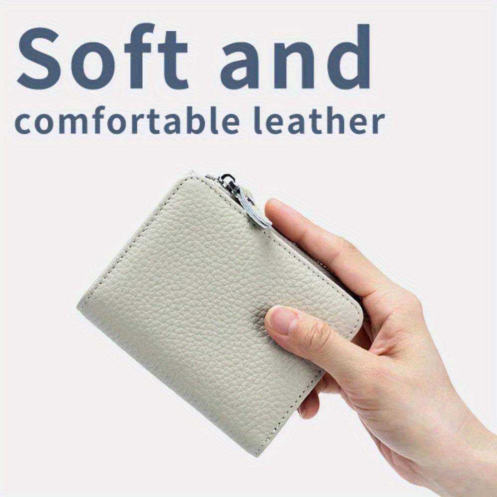 Kurze Geldbörsen Kartenhalter Tasche Tragbar Rindsleder Klein Reißverschluss Geld Münzfach für Männer Frauen Kopfhörertasche