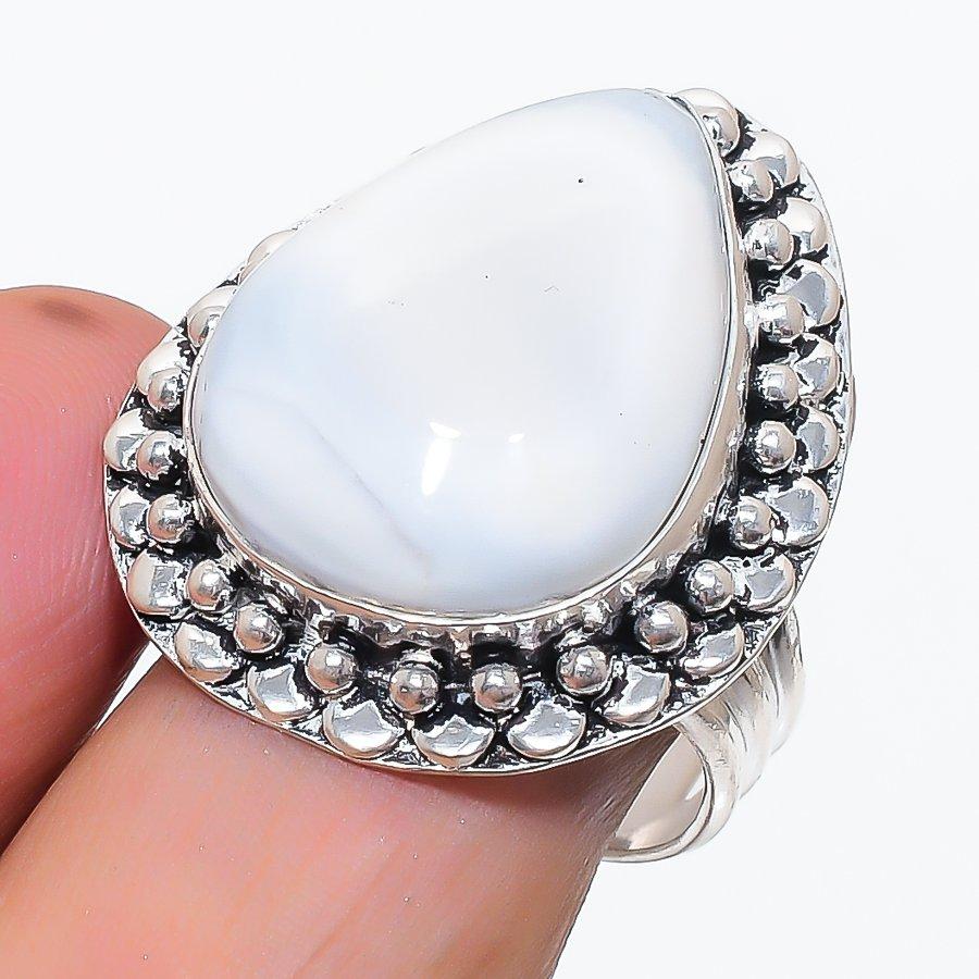 Natural Dendrite Opal Gemstone 925 Sterling Silver Jewelry Ring Size 9.5 V0I68