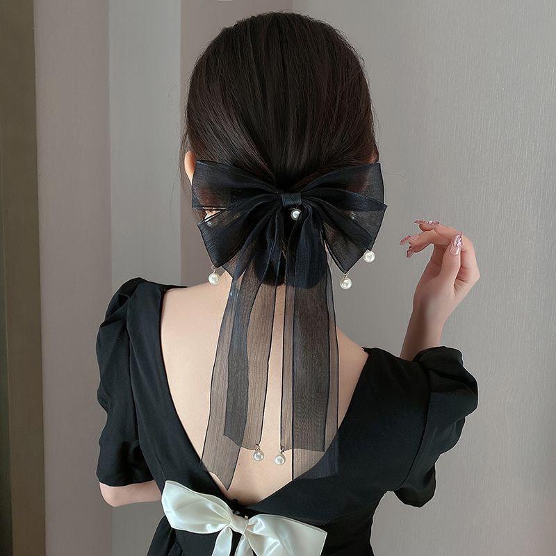 Elegant Streamer Bow Ribbon Hair Clip For Women Girls Simple Ponytail Hairpin Headdress Fashion Cute Hair Accessories Gifts