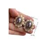 Vintage Vintage High Bright Beads Thick Oval Earrings Medium Antique Elegant Versatile Stud Earrings
