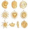 3 Stück Edelstahl Mode Retro Böhmisch Sonne Muschel Anhänger DIY Schmuck Ohrringe Halskette Großer Anhänger Goldfarbe Herstellung