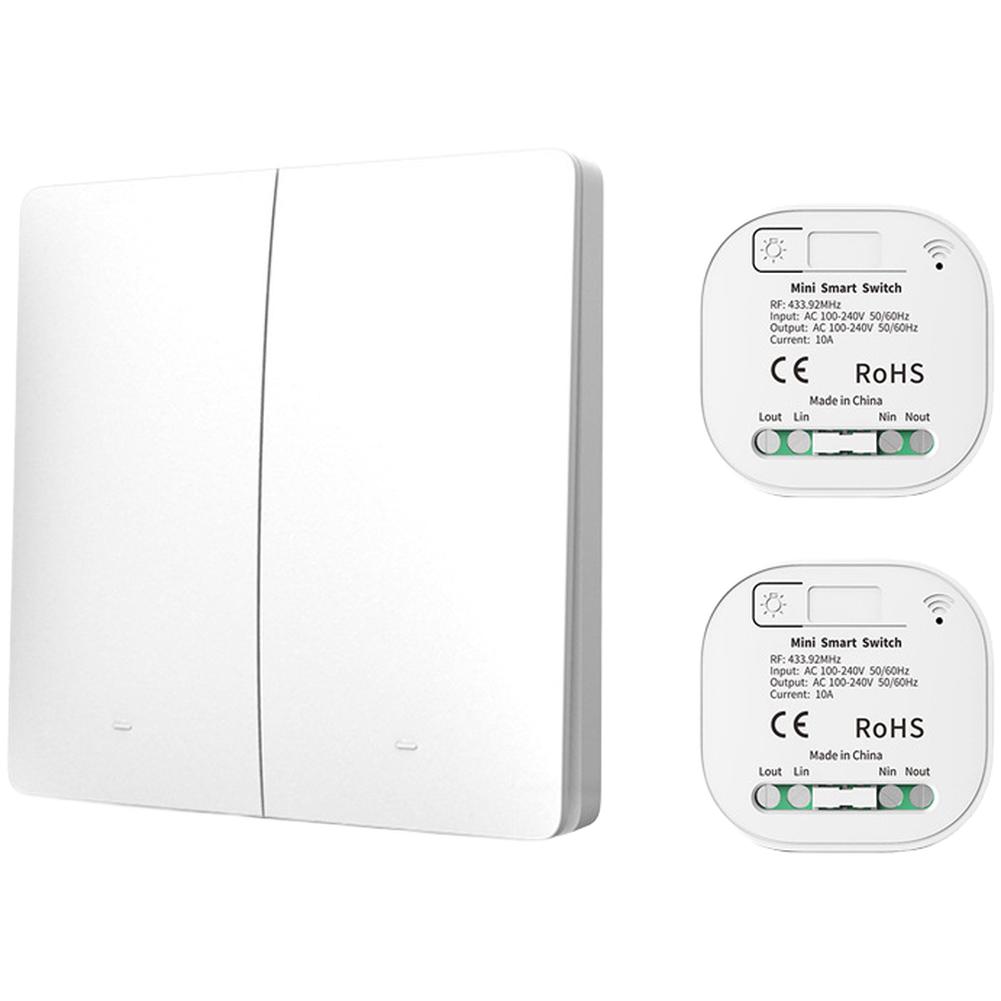 RF433 Wireless Remote Control Smart Switch - Battery-Free, Wiring-Free, Dual Switch For Smart Home Lighting Appliances Up To 10A