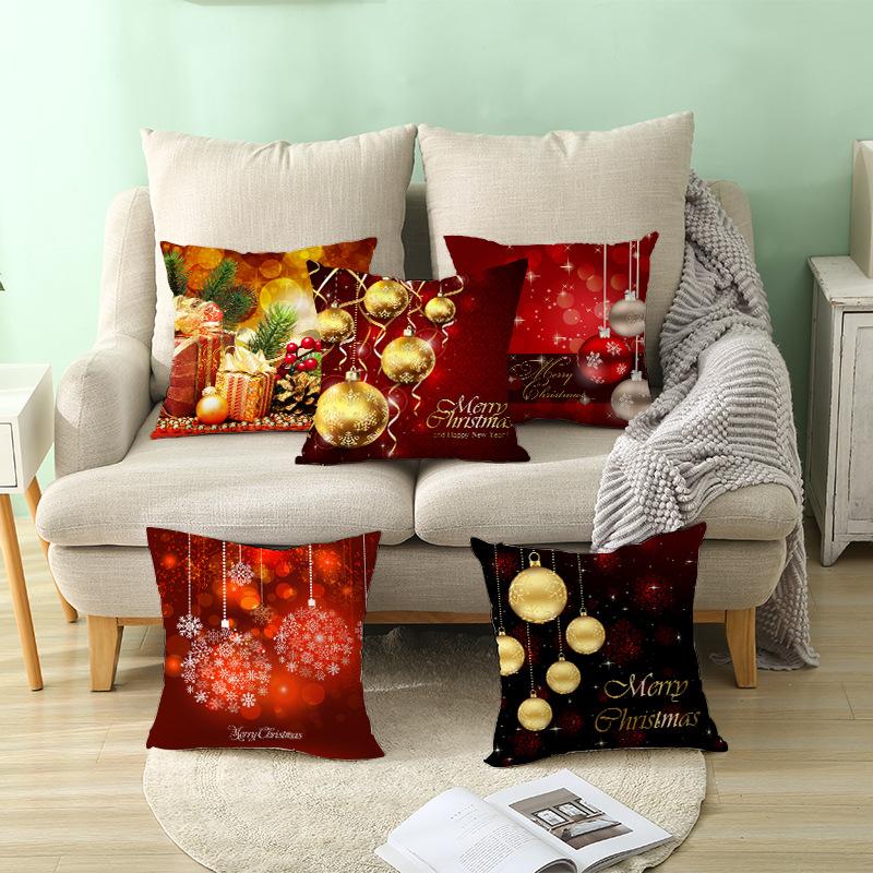 Red Series Christmas Pillow Covers for Home Use, Peach Skin Pillow Covers, Sofa Cushion Covers