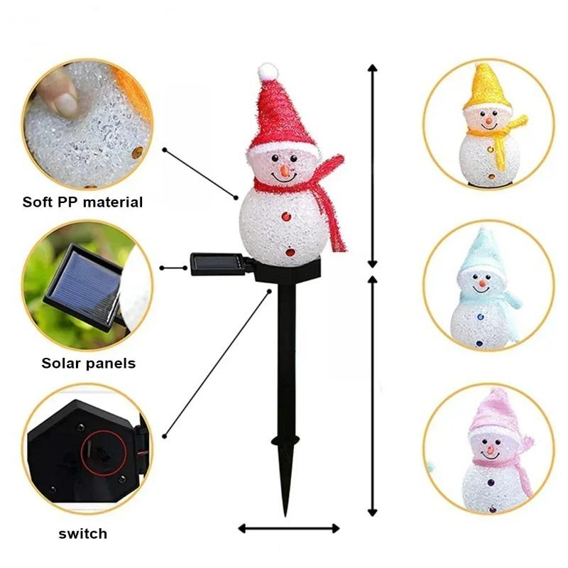 Solar Ground Lights Christmas Snowman Decoration Atmosphere Nightlight Outdoor Garden Garden EVA Rice Grain Snow Man