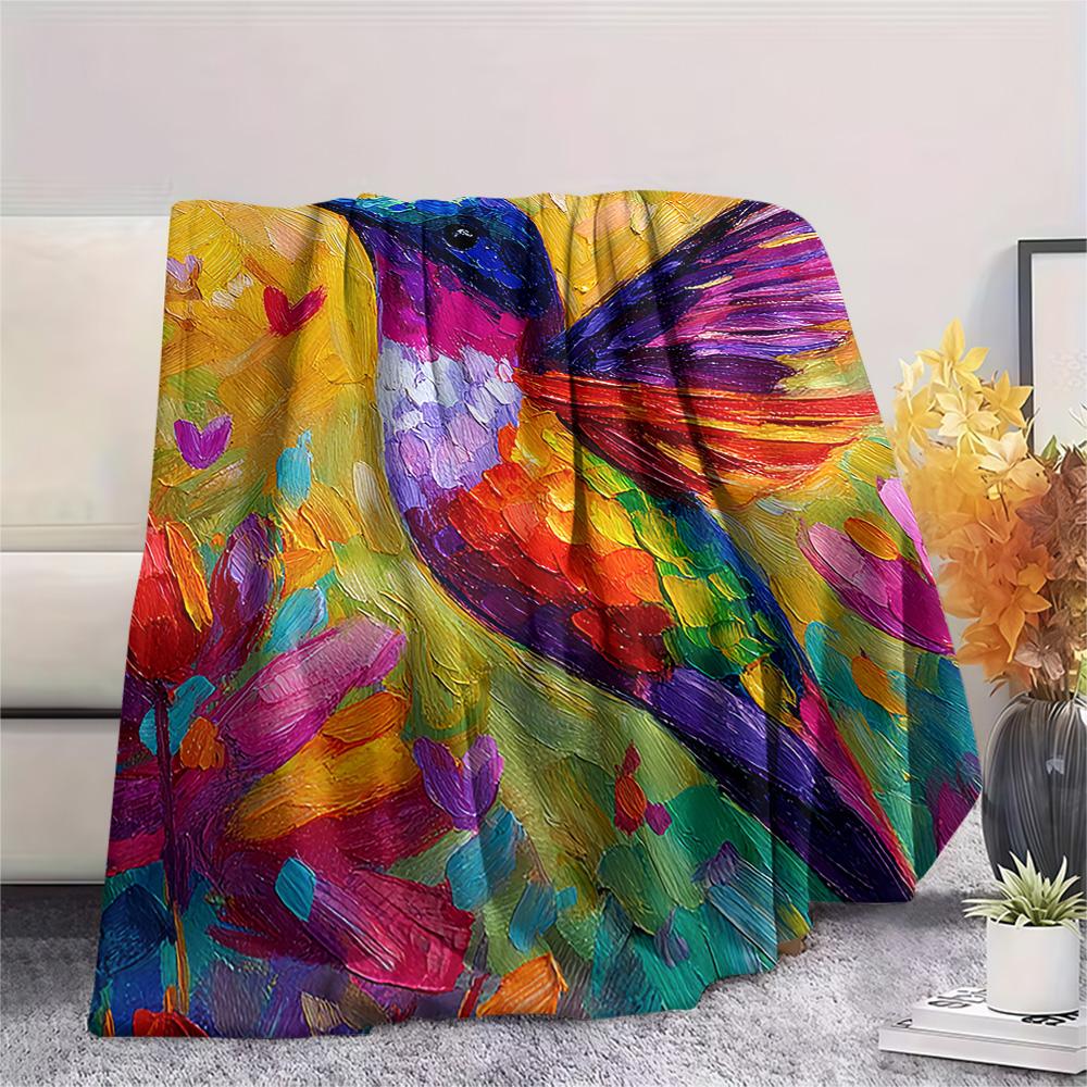 

Hummingbird Print Flannel Blanket, High quality Comfortable for All Seasons, Home Decor, Warmth and Comfort, Perfect for Christmas Gifts 80cm x 120cm