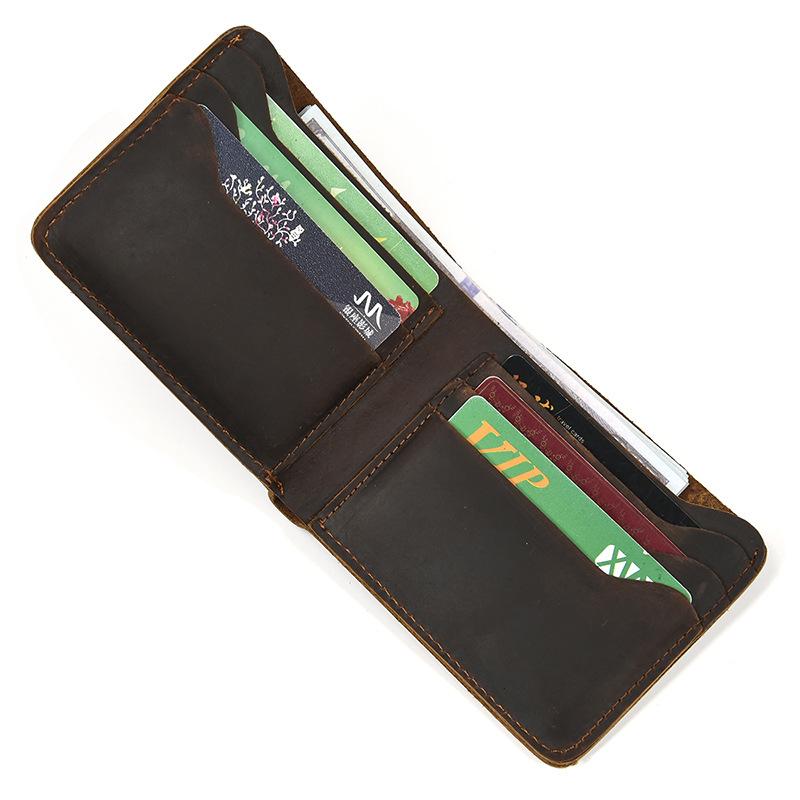 Leather Short Wallet Card Holder Men Male Vintage Short Purse for Credit Card Id Card Bifold Wallets Wholesale Card Purse Bifold