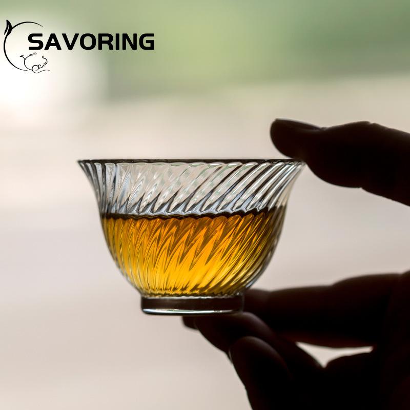Japonský žáruvzdorný skleněný okvětní lístek Šálek vůně Průhledný svislý šálek na šálek Single Master Cup Šálek na víno Small Sake