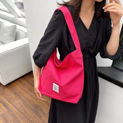 Neue einfache Schulter-Canvas-Tasche für Damen, Dopamin-frische Damentasche, große Kapazität, Shopping-Schultertasche
