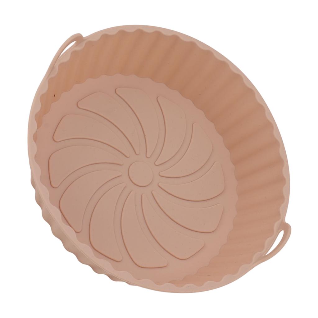 2Pcs Round Silicone Fryer Basket Oil Resistant Non Stick Resuable Fryer Silicone Liner with Handles for Household